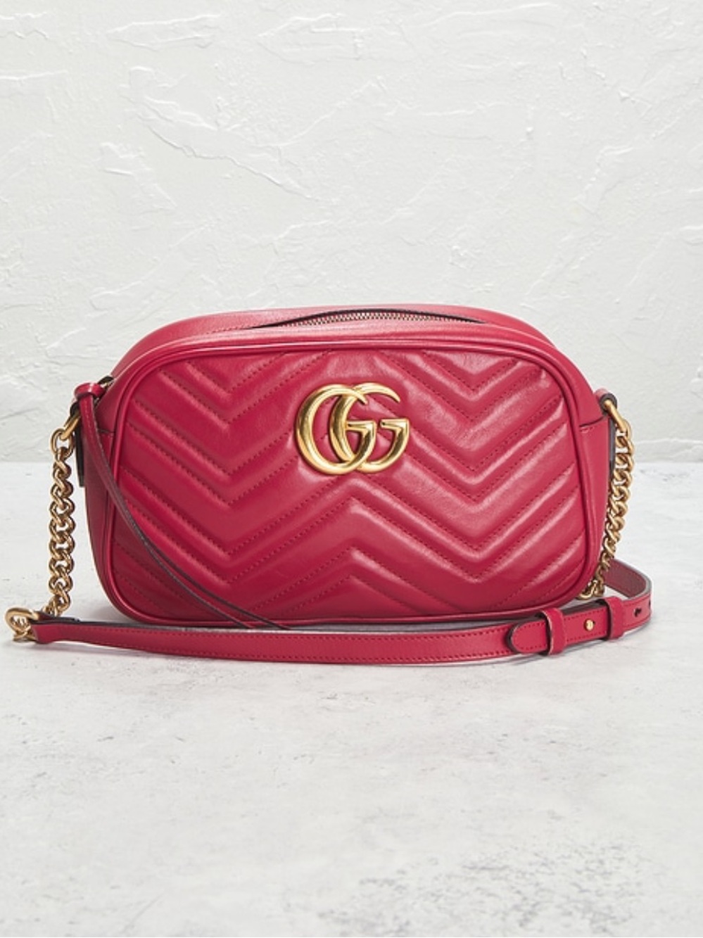 Gucci Red Marmont Large CalfSkin HandBag